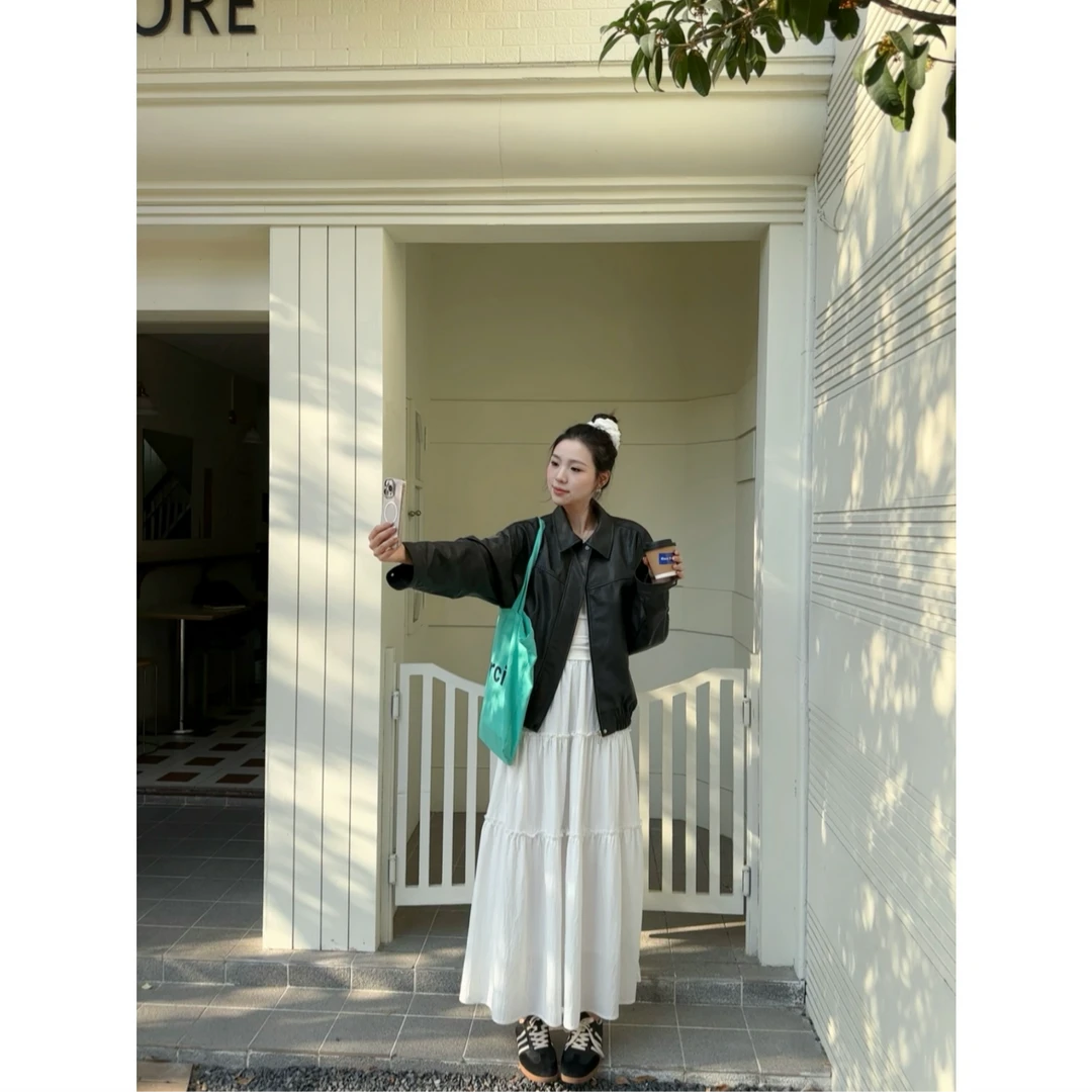 48h【需要一条白裙】高个子女装 加早春长白色蛋糕裙半身裙SP016