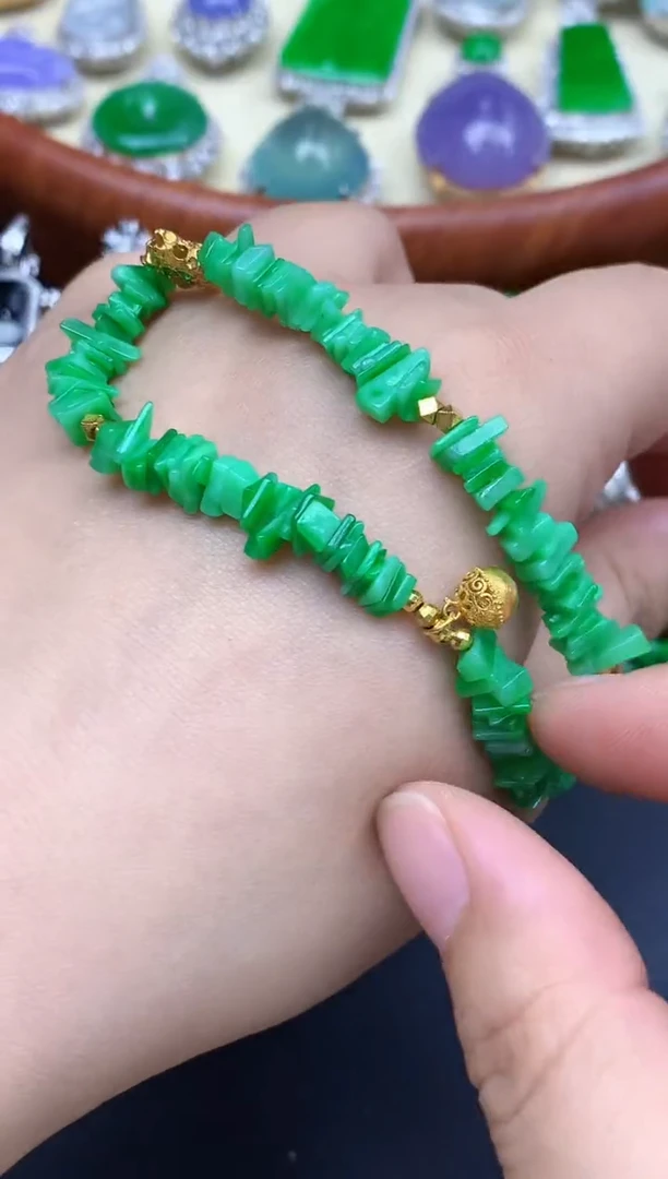 足金镶嵌手链翡翠301-中国好珍宝
