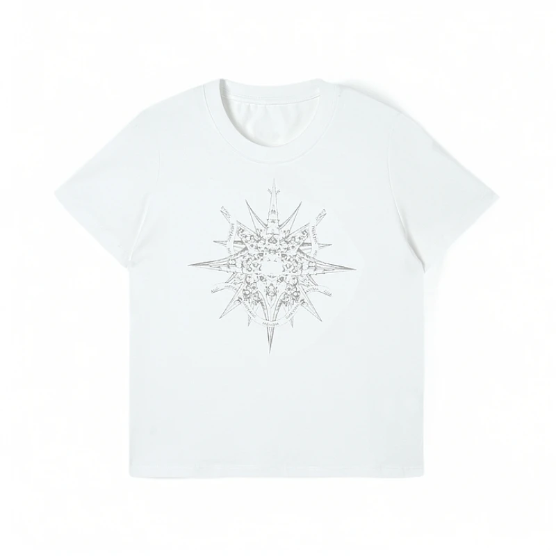 【七七私服】（冰晶十字花）潮流气质百搭简约短袖T恤律动莫兰迪时尚