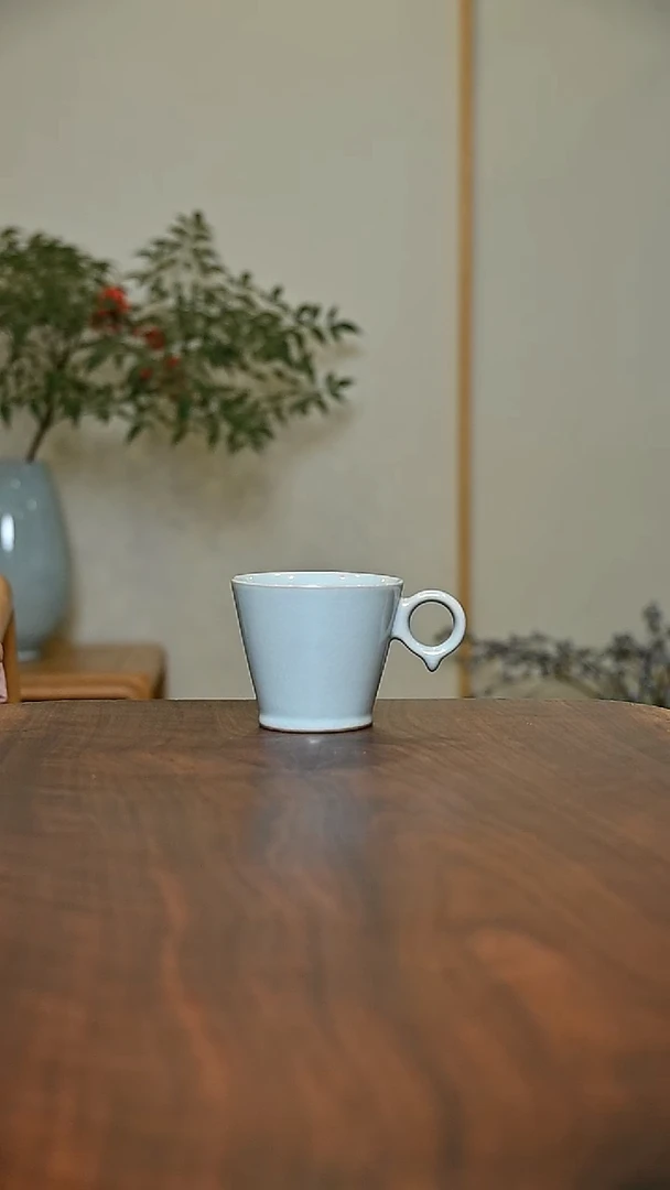 咖啡杯 天青 微瑕 无款