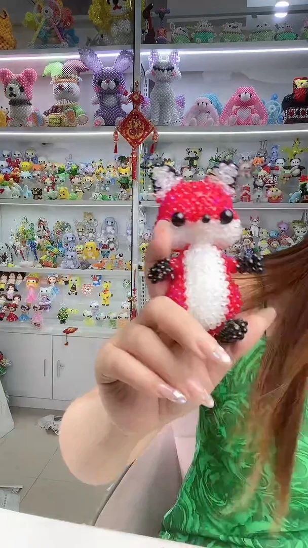 玻璃1911卡4水晶站姿狐狸材料包1套微光大红