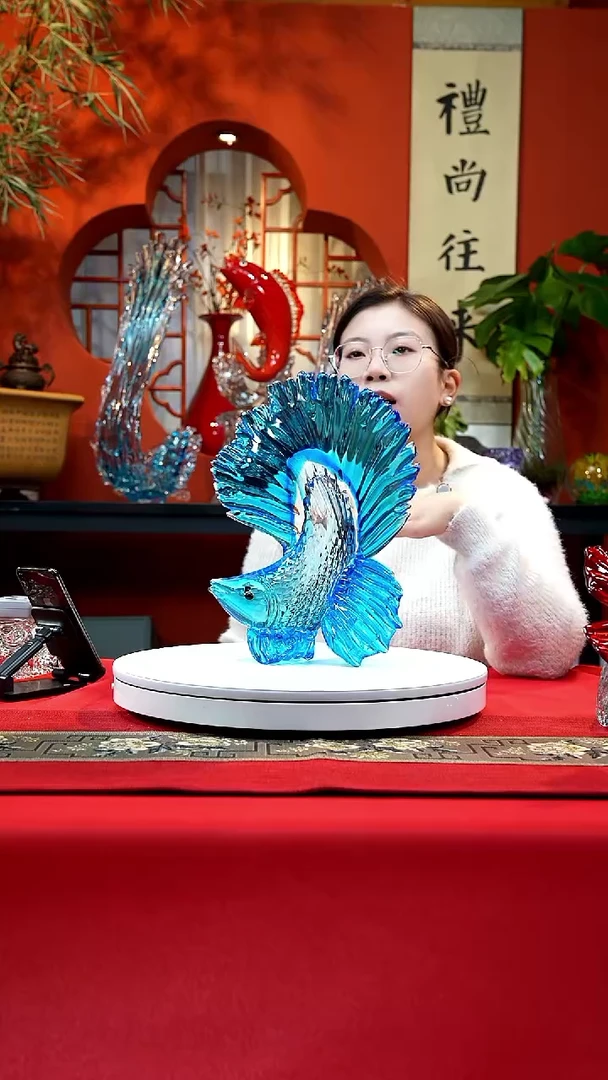 手工艺品琉璃蓝色斗鱼