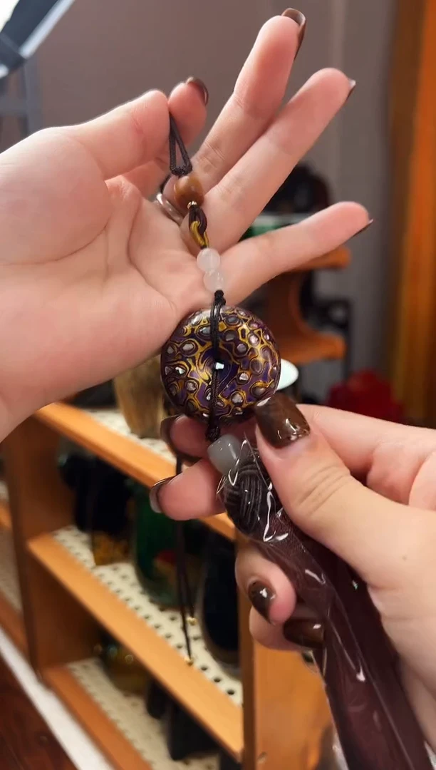 紫金螺钿镶嵌安安扣-太古大漆