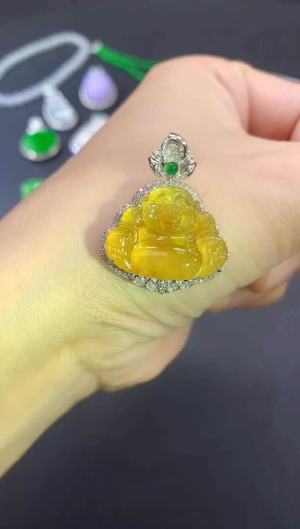 翡翠18K金镶嵌吊坠(不含链)佛公|8800