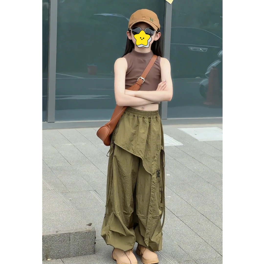 女童夏季新款2025时尚韩版洋气休闲背心个性阔腿休闲裤儿童服装