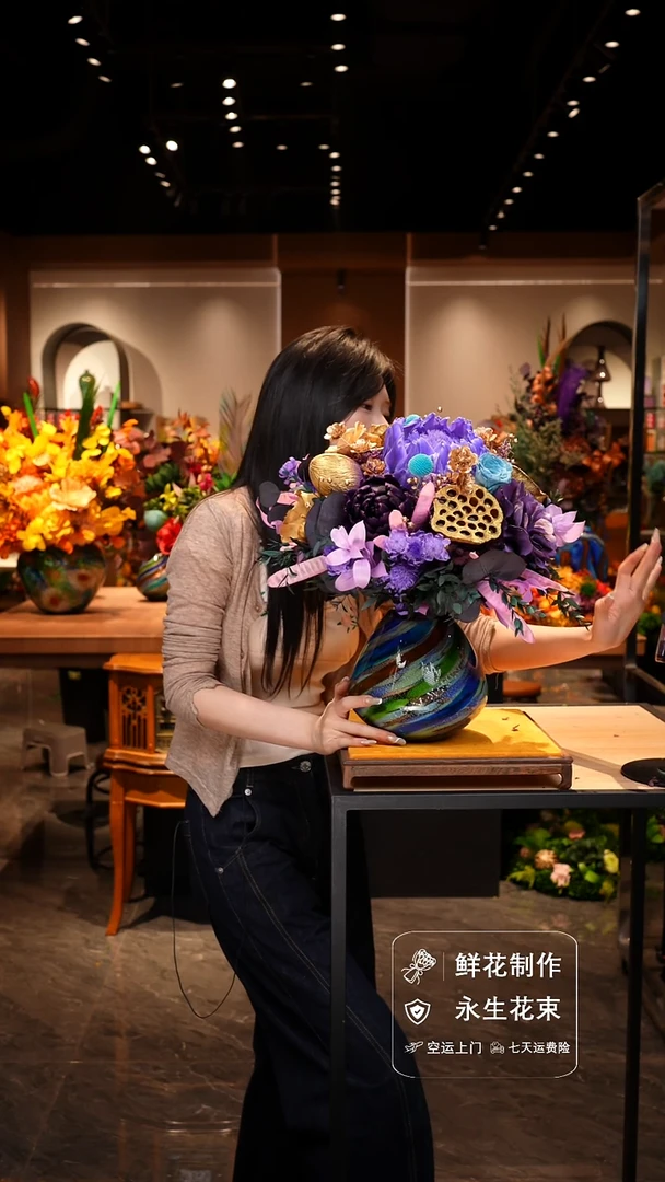 手工艺品琉璃手工花器花束空运包邮送货上门-以图片为准