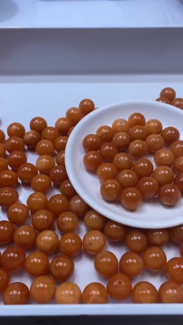 未镶嵌颈饰玛瑙/玉髓W3174橘红南红色14mm*4颗