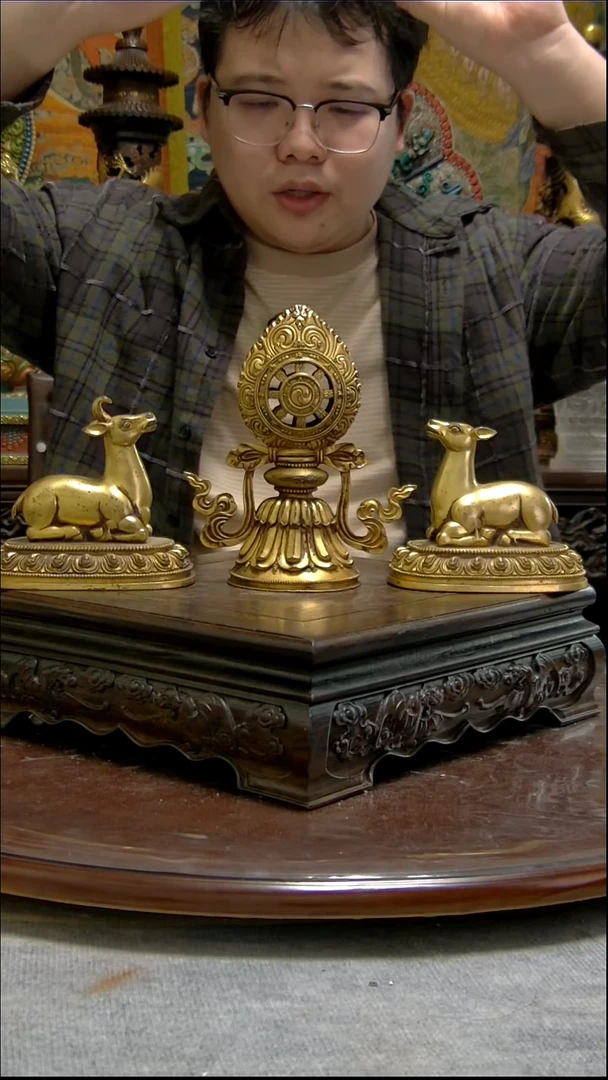 铜像造像收藏铜像造像收藏双鹿听法