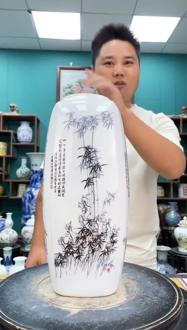 摆件四方瓶陶瓷摆件