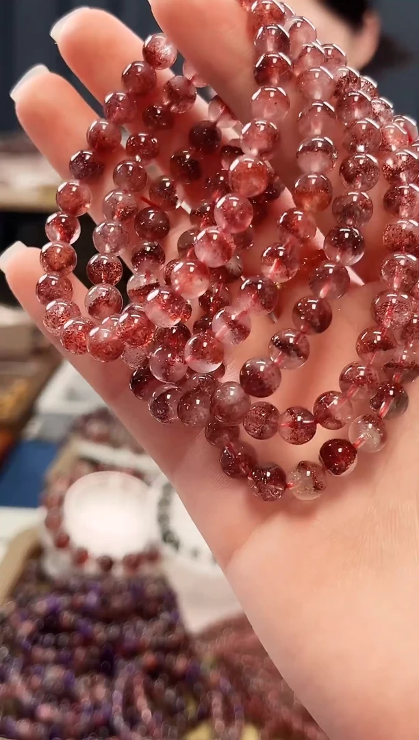 未镶嵌手串水晶金草莓超七单圈手串6mm【多样性发一】