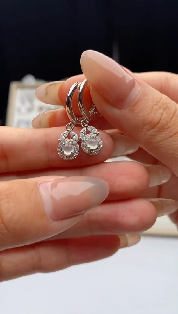 翡翠戒指银S925镶嵌天然A货翡翠