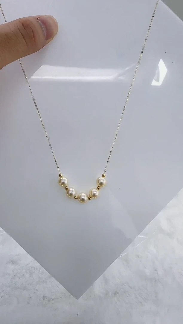 18K金镶嵌海水珍珠DA羽皇金珍珠项链7-8 y386