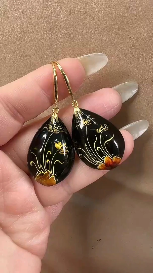 琥珀颈饰未镶嵌耳环