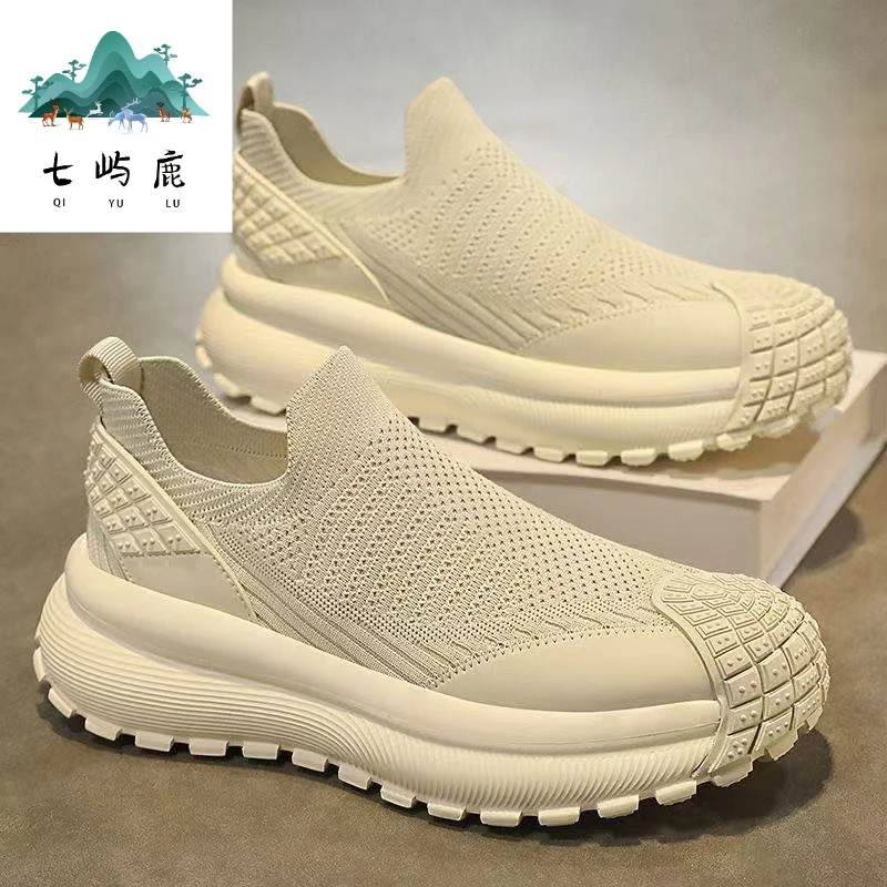 品牌男鞋春季男鞋透气一脚蹬飞织运动休闲鞋男士百搭套脚袜子鞋夏