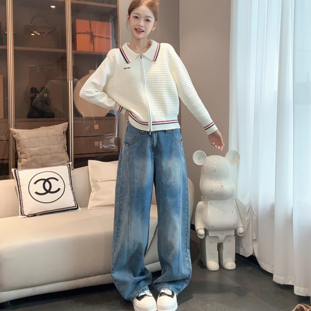 复古美式弯刀牛仔裤女2025秋季新款设计感高腰显瘦百搭阔腿镰刀裤