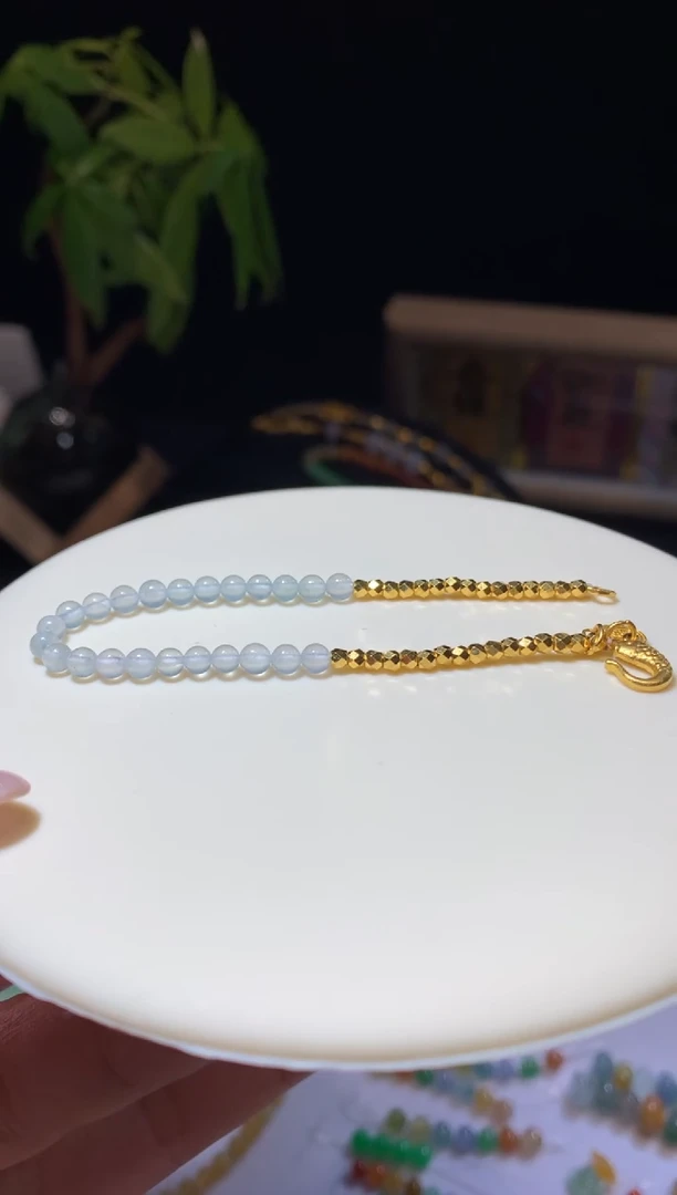 【闪购商品】定制翡翠未镶嵌3.7*白月光手串7800+780