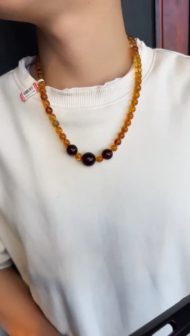 琥珀颈饰未镶嵌#50缅甸琥珀塔链
