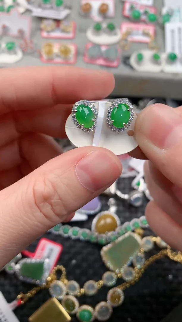 银S925镶嵌戒指翡翠1212---7