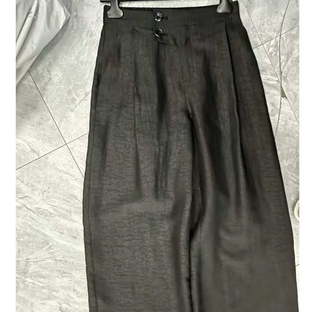 百分百桑蚕丝龟纹裤子