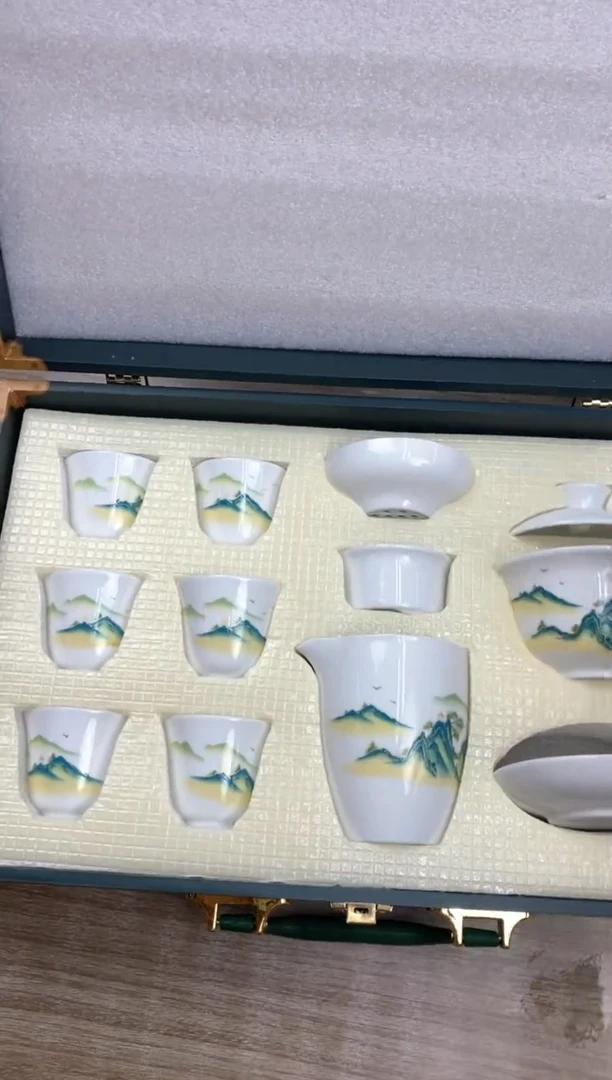 千里江山盖碗礼盒装