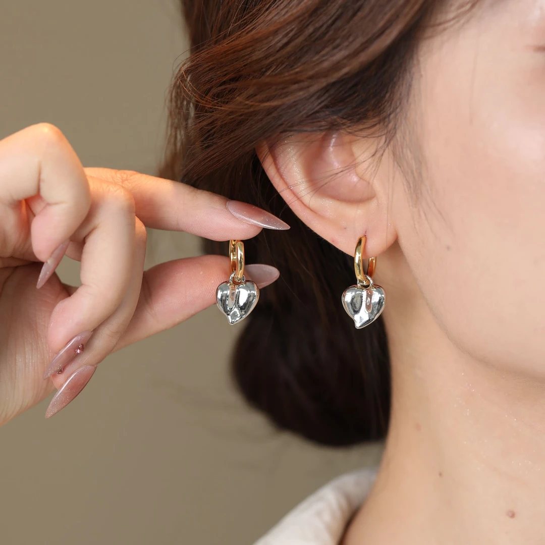 铜合金耳饰 一款多戴可拆卸爱心C圈耳环气质耳扣简约轻奢百搭精致