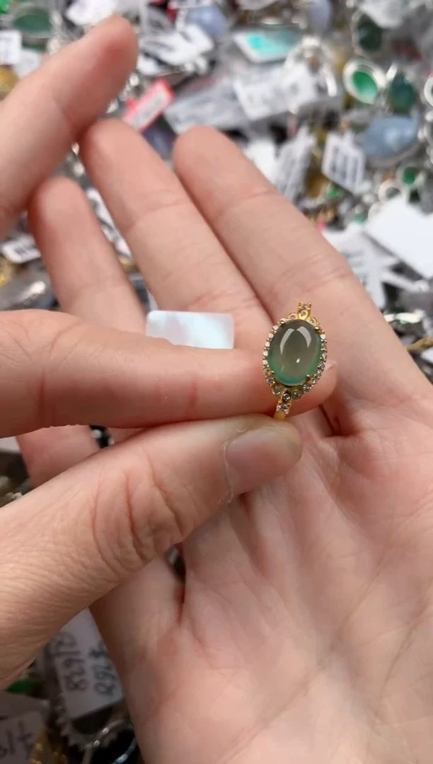 银S925镶嵌戒指翡翠111           4