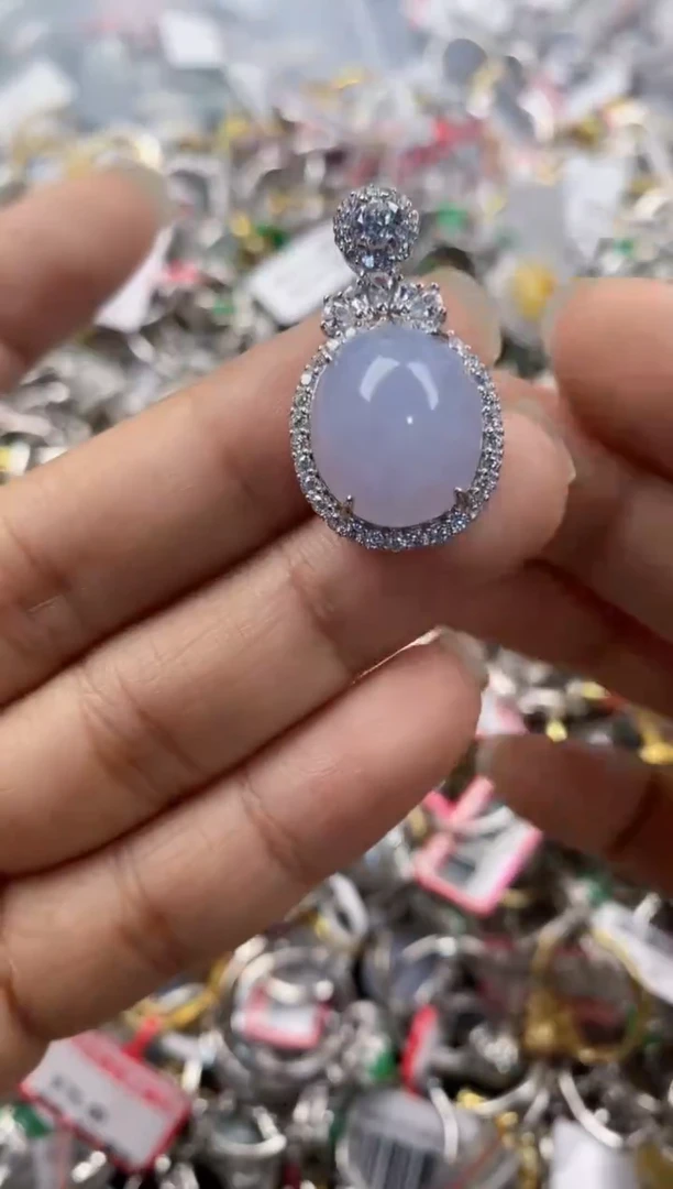 银S925镶嵌戒指翡翠222              8