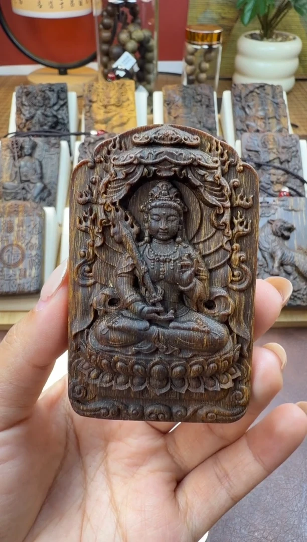 木木雕款芽庄 十二生肖守护 牛虎 虚空藏  8cm 送养香瓶