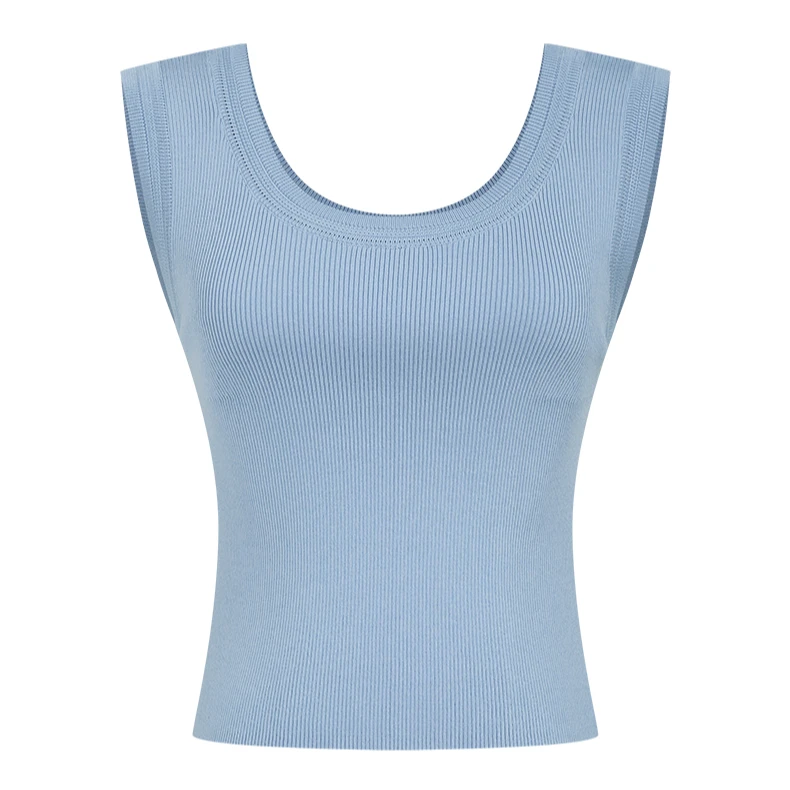 【商场同款】曼德诗纯色内搭新款冰感纱百搭通勤毛织背心M729010926