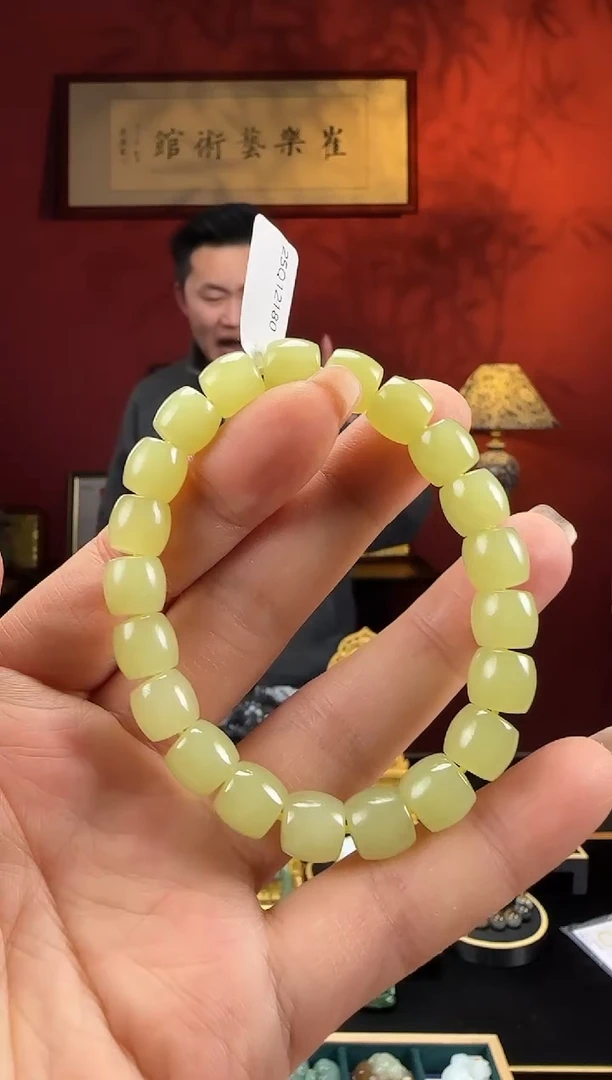 未镶嵌和田玉挂件黄玉老型珠卡10mm手串