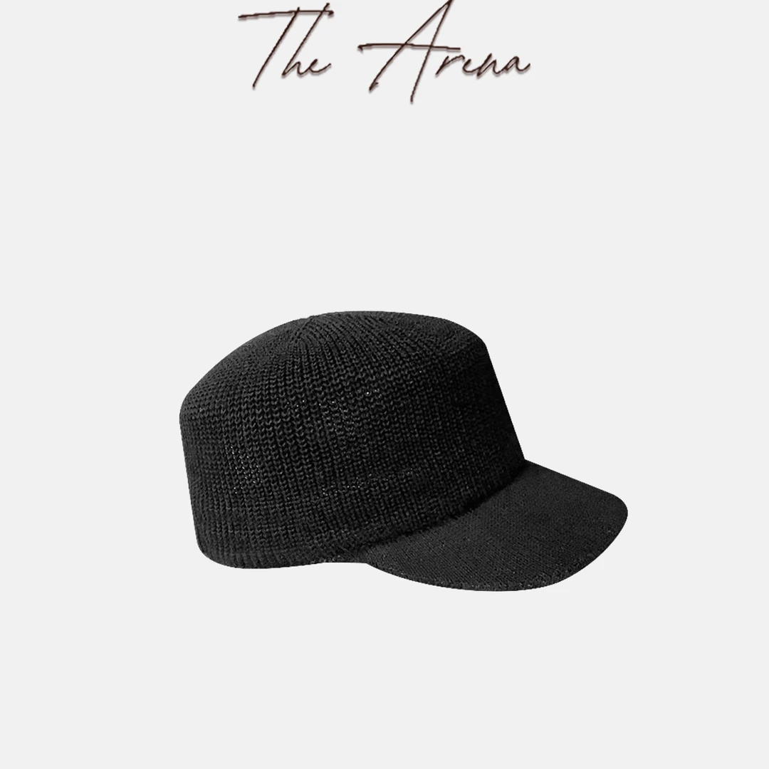 THEARENA“马术帽”黑色针织弯檐编织可调节马术帽M125