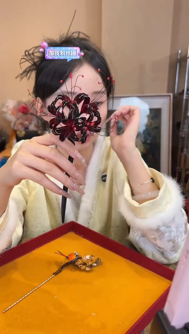 刺绣非遗绒花（发饰）
