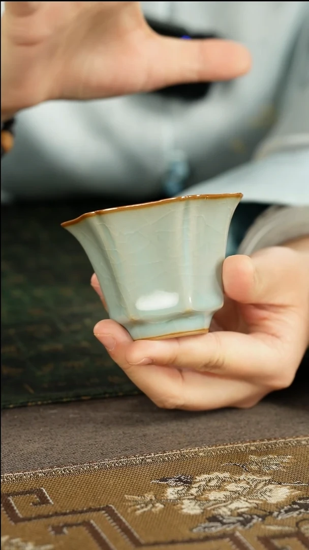 善窑厂汝窑天青六方杯