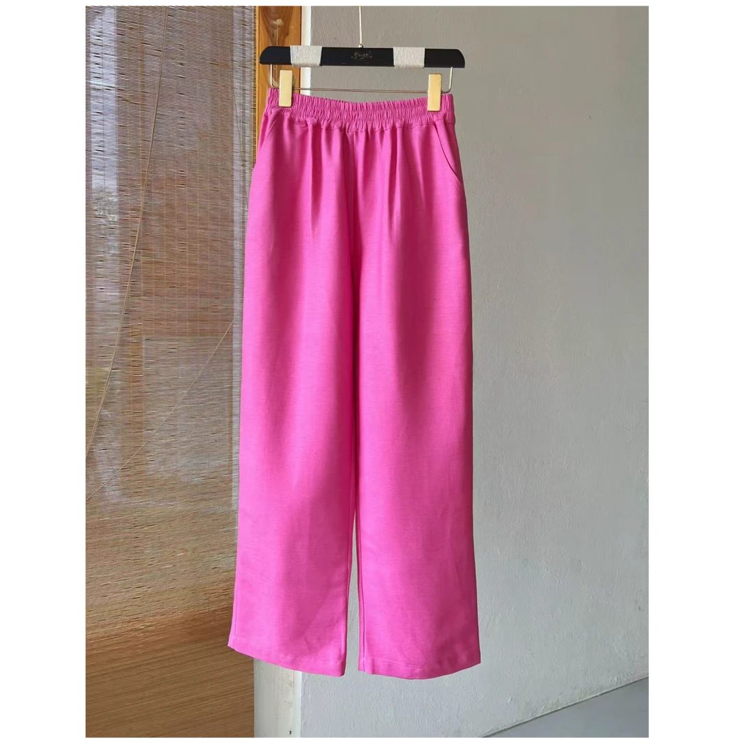 【以晴高定】收藏级孤品天然纺织老料柞蚕丝直筒裤透气时尚百搭休闲