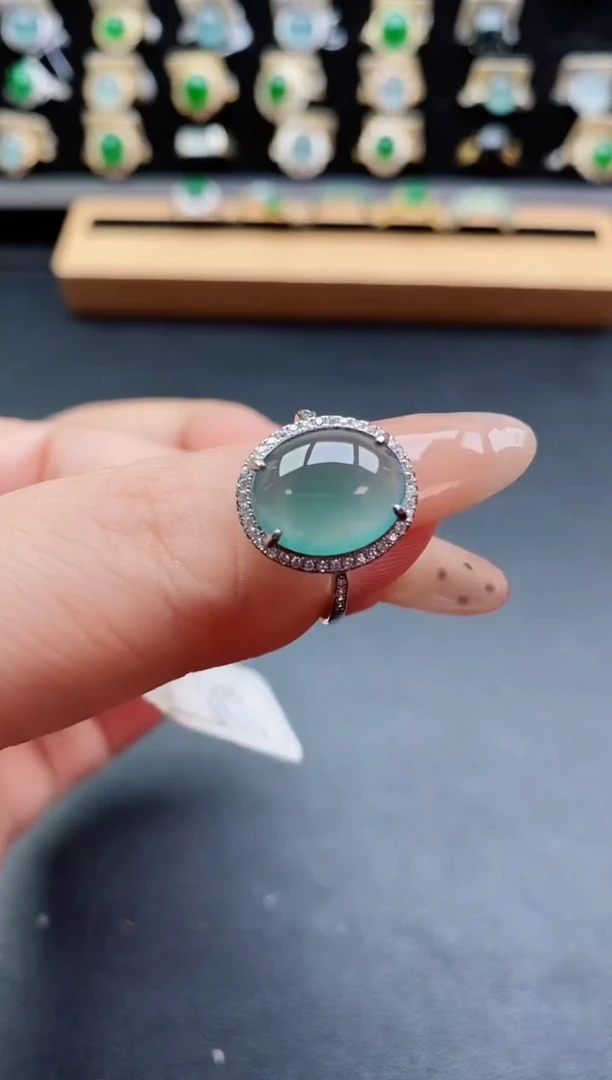银S925镶嵌戒指翡翠1