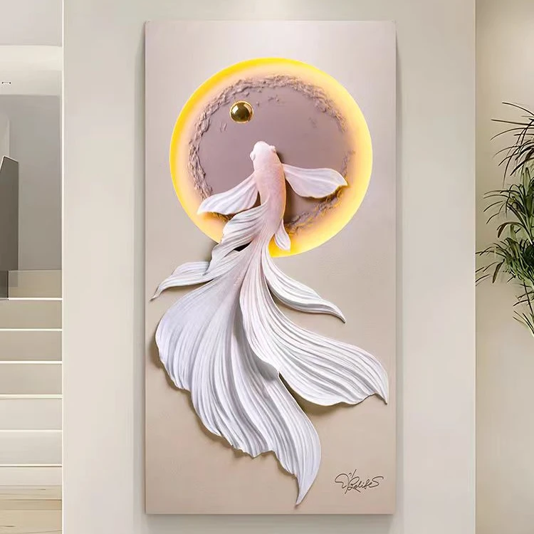 RELIFE/福雕家饰3D立体浮雕入户玄关墙装饰画高档轻奢玄关装饰画