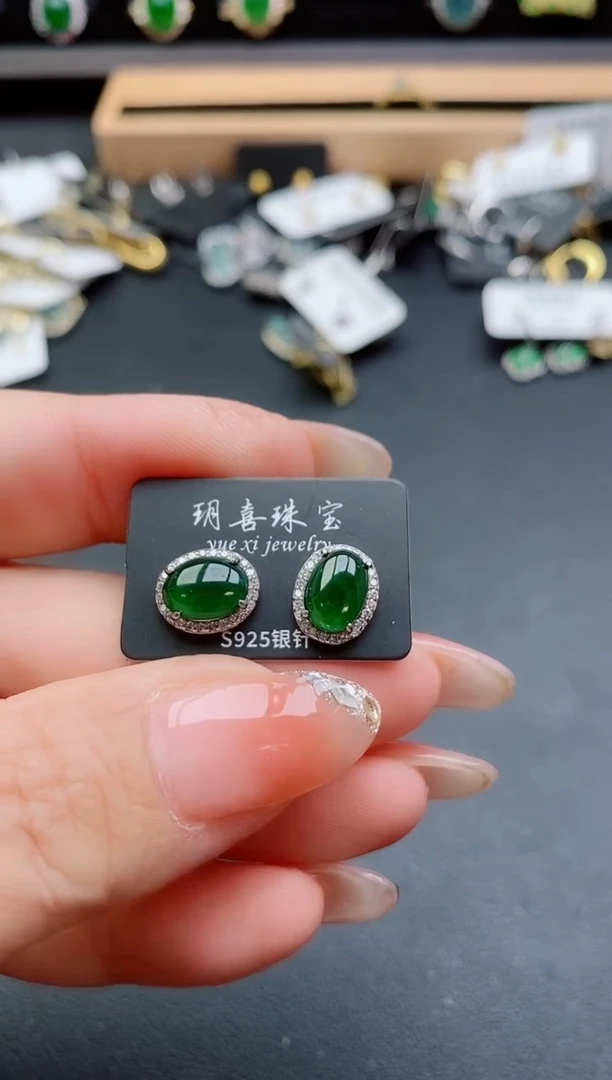 银S925镶嵌戒指翡翠1