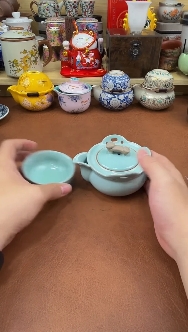 陶瓷茶具摆件旅行套组