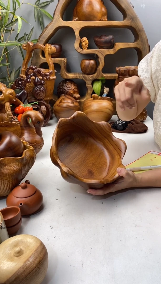 香樟木A29荷花果盆/尺寸