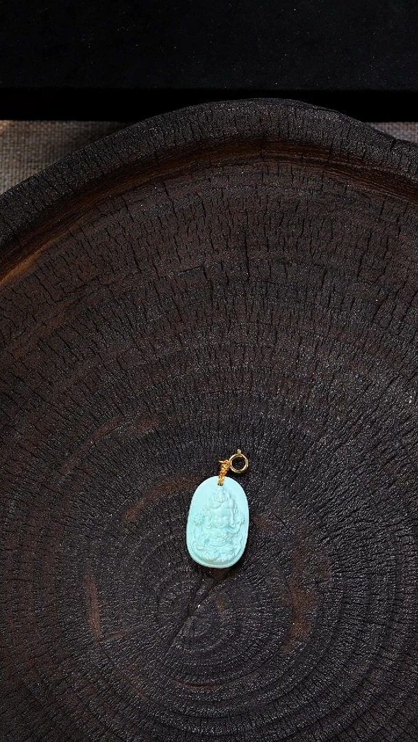 18K金镶嵌绿松石吊坠(不含链)绿松石牌