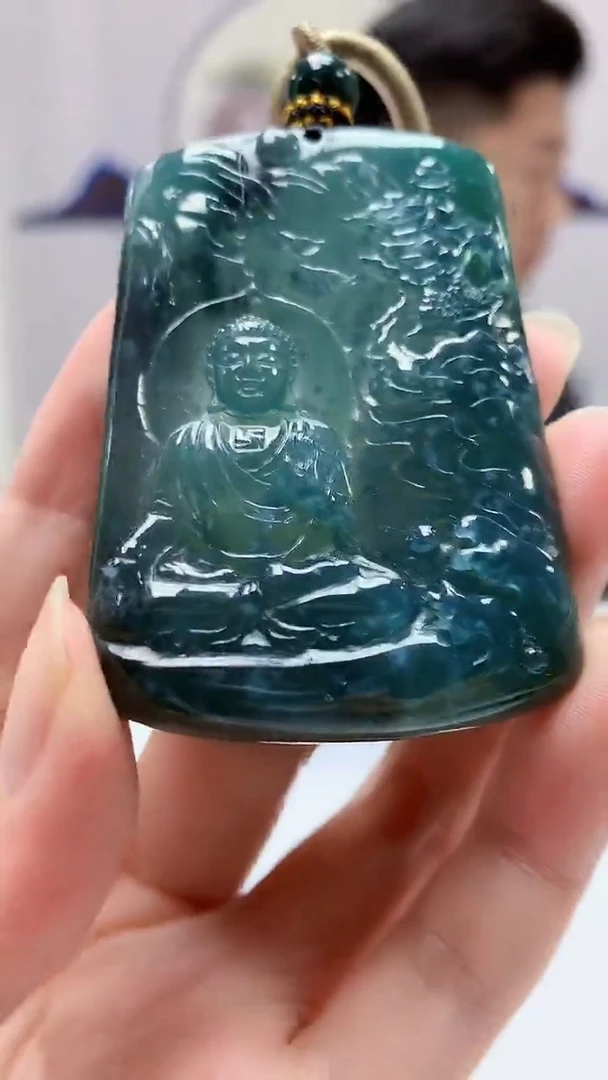 【闪购商品】定制翡翠未镶嵌4917zm-毛货挂件佛观天下101