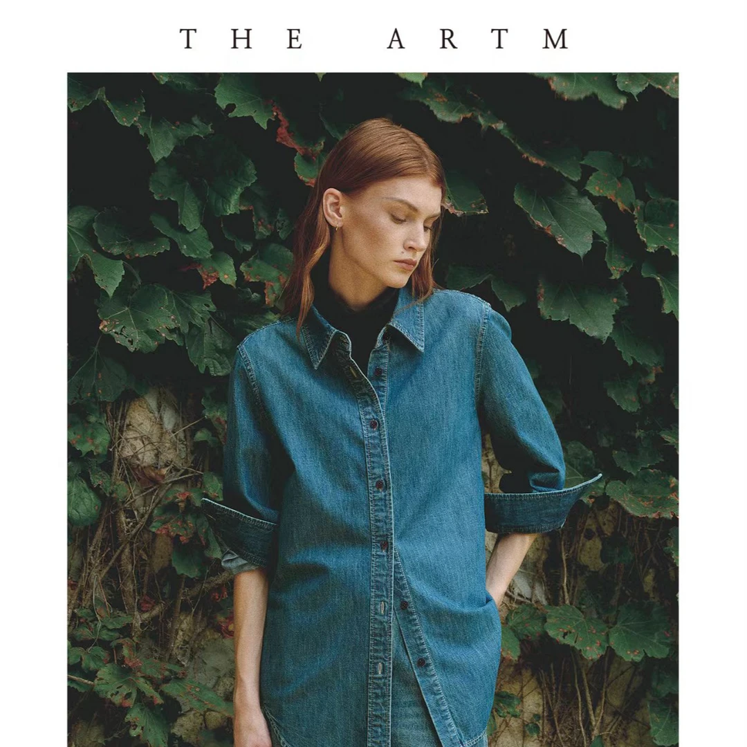 THE ARTM 口碑意大利进口BERTO牛仔经典老钱风正肩合体翻领衬衫女