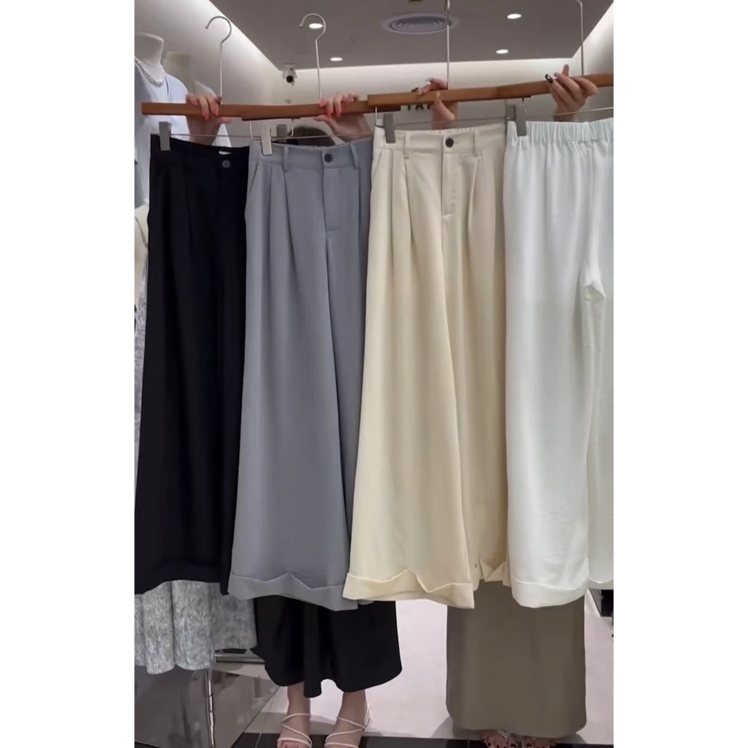 【YEZI家】 新款 韩版高腰显瘦直筒休闲阔腿裤25383