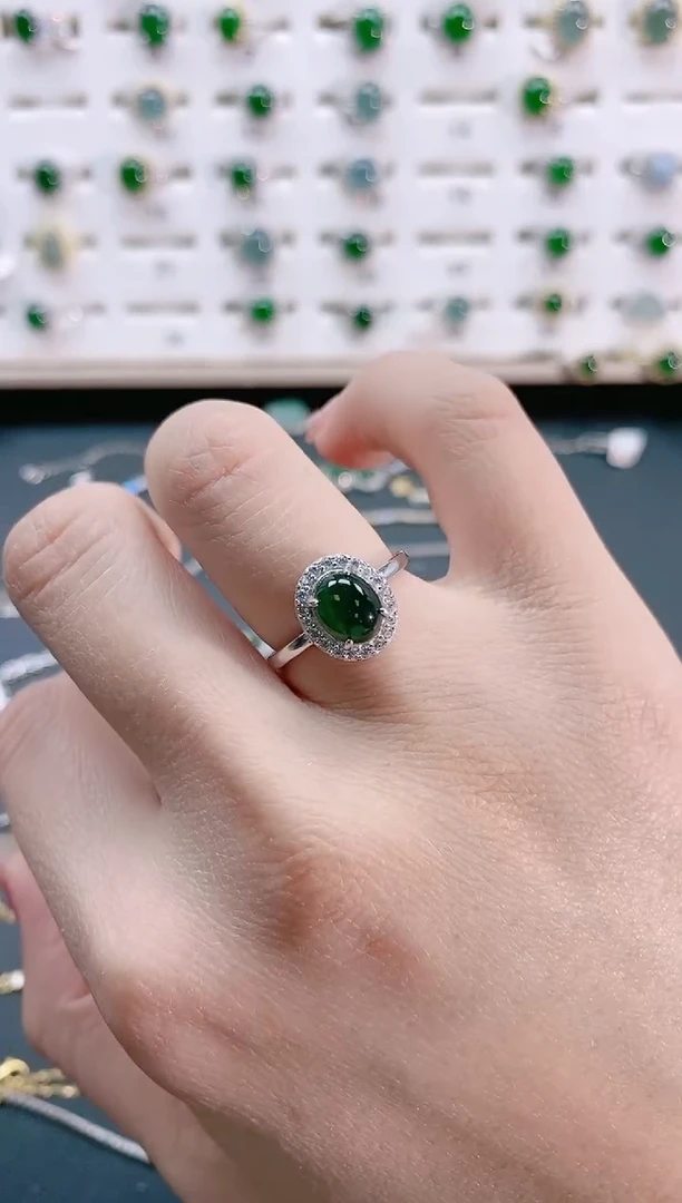 【闪购商品】翡翠戒指银S925镶嵌天然翡翠