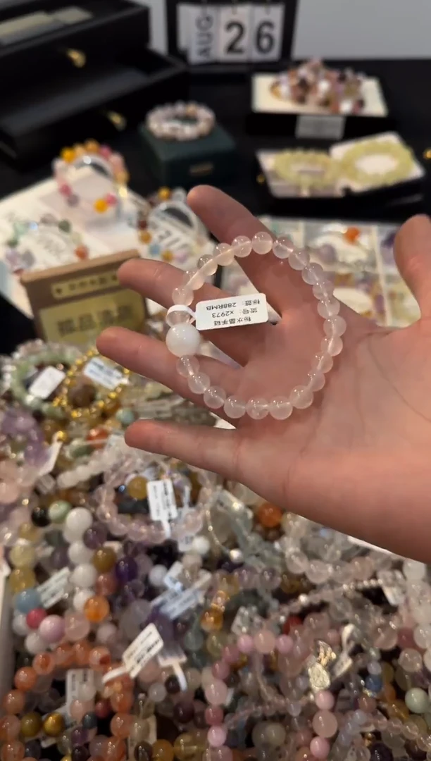 未镶嵌手链水晶粉水晶x2973