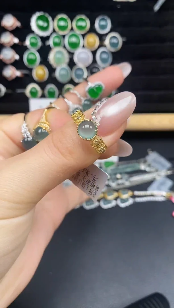 银S925镶嵌戒指翡翠4587