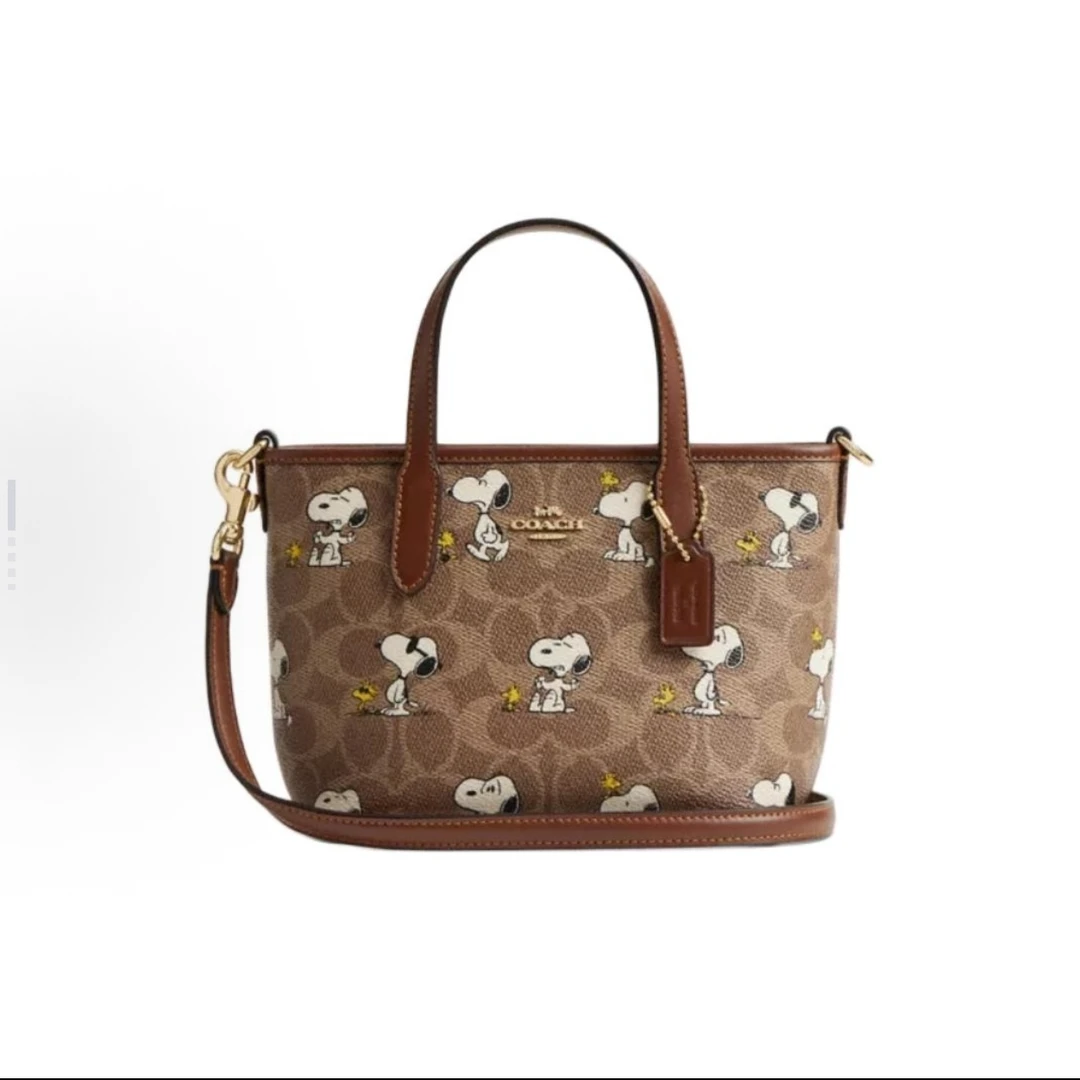 COACH/蔻驰 City15焦糖色老花史努比磁扣托特包 15.5*9*14 CBS83