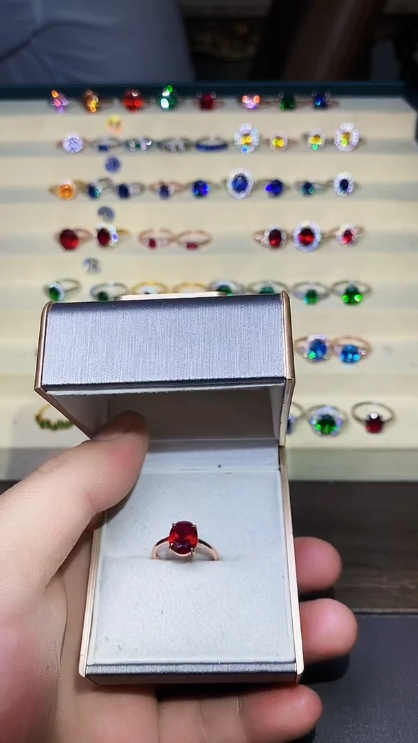 红宝石戒指银S925镶嵌..............