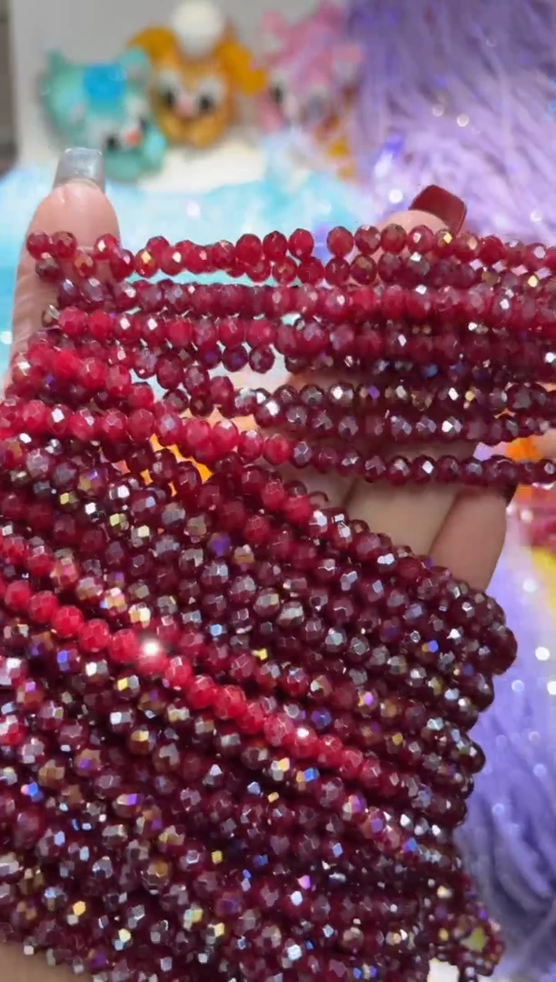 玻璃2887卡4水晶扁10条AB彩红玉