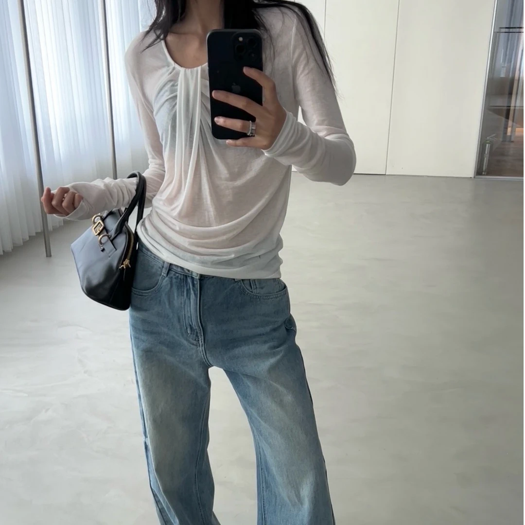 【VIINS】SOI 百搭圆领长袖T恤女 修身显瘦打底上衣3026